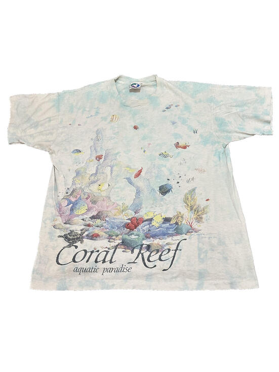 Liquid Blue Other - Vintage Liquid Blue Shirt Men XL Tie Dye Coral Reef Fish AOP Distressed 1992